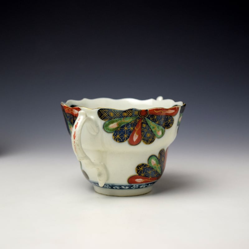 Worcester Japan Fan Pattern Chocolate Cup and Stand c1770-75 (5)