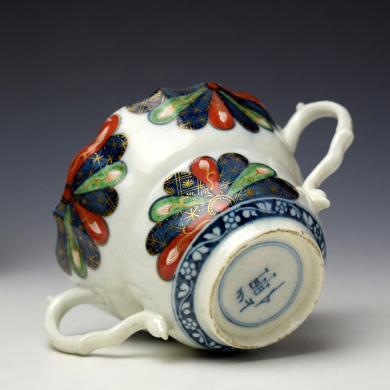 Worcester Japan Fan Pattern Chocolate Cup and Stand c1770-75 (7)