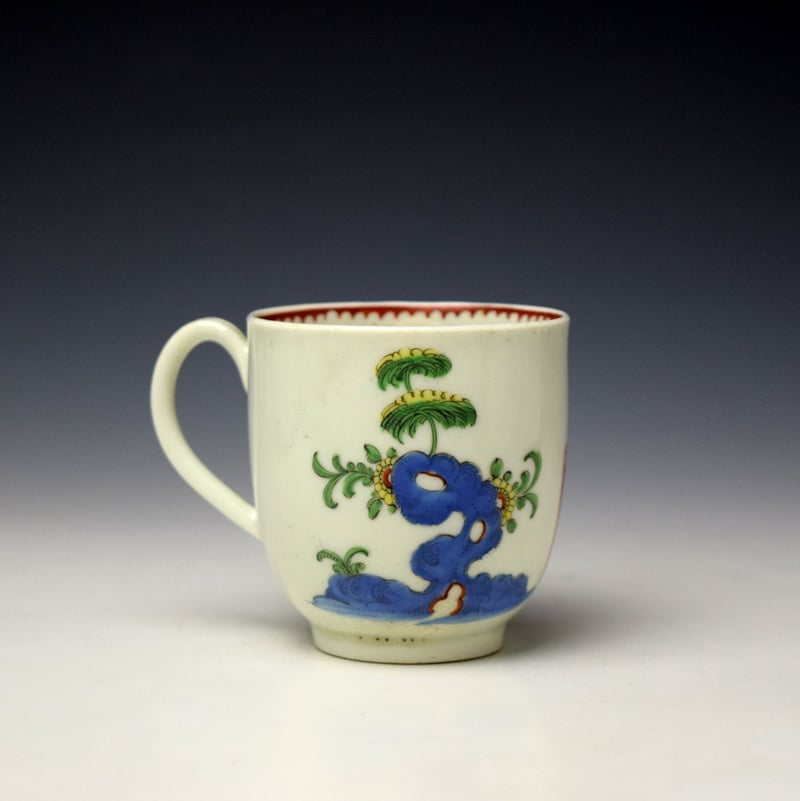 Worcester Lady at the Loom Pattern Coffee Cup c1770-75 Ex Watney Collection (3)