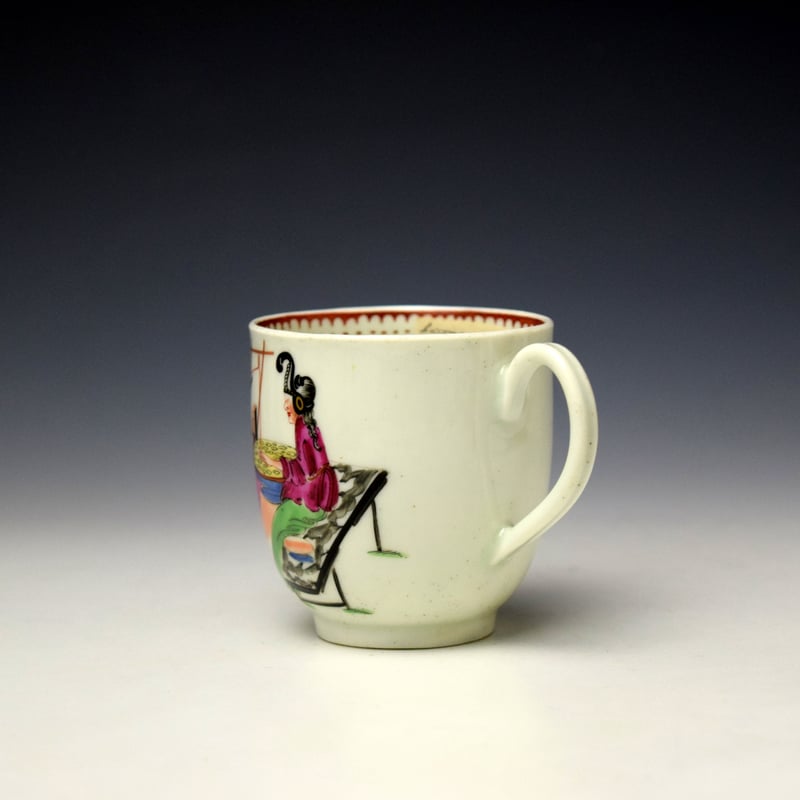 Worcester Lady at the Loom Pattern Coffee Cup c1770-75 Ex Watney Collection (5)