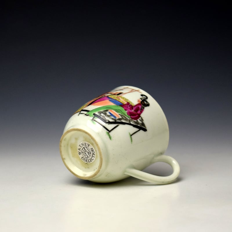 Worcester Lady at the Loom Pattern Coffee Cup c1770-75 Ex Watney Collection (7)