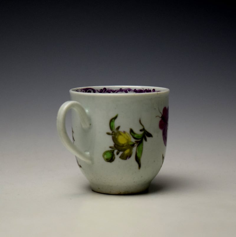 Worcester Large Rose and Butterfly Pattern Coffee Cup c1756-58 (5)