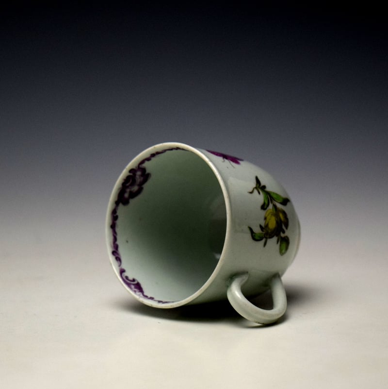 Worcester Large Rose and Butterfly Pattern Coffee Cup c1756-58 (7)