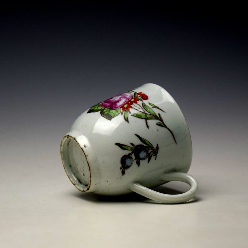 Worcester Large Rose and Butterfly Pattern Coffee Cup c1756-58 (8)