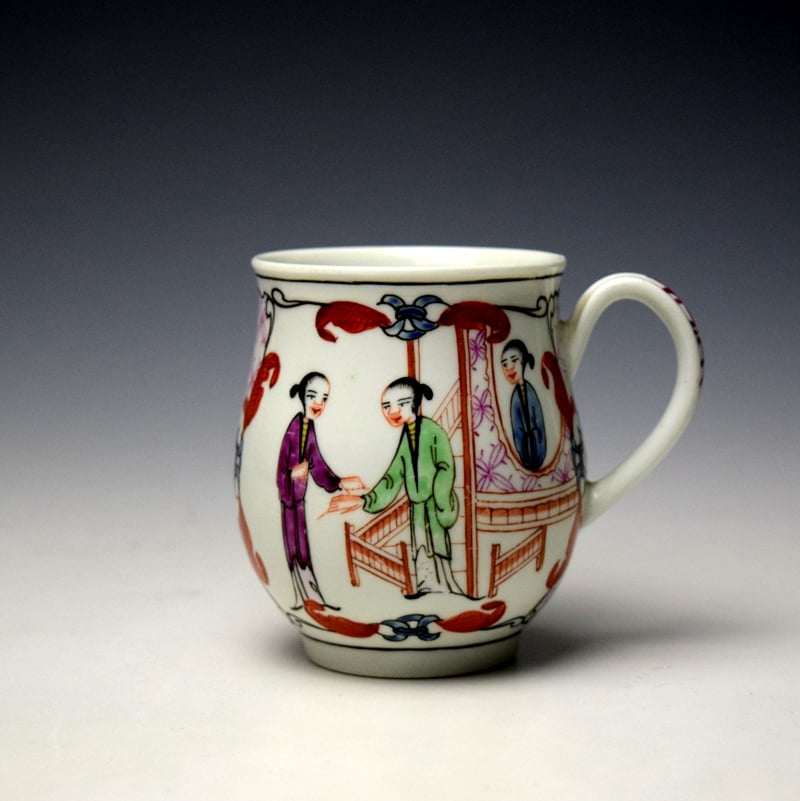 Worcester Mandarin Nosy Neighbour Pattern Small Bell Shaped Mug c1765-70 (1)
