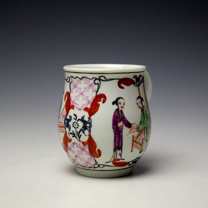 Worcester Mandarin Nosy Neighbour Pattern Small Bell Shaped Mug c1765-70 (3)
