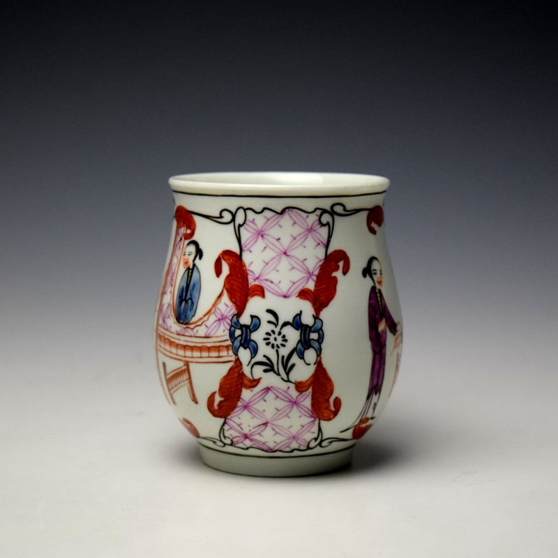 Worcester Mandarin Nosy Neighbour Pattern Small Bell Shaped Mug c1765-70 (4)