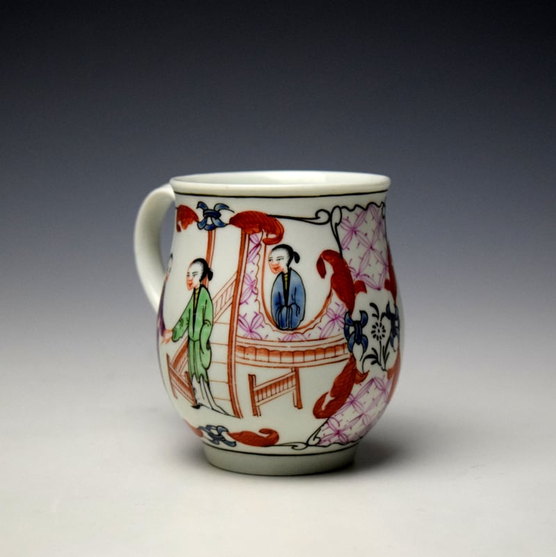 Worcester Mandarin Nosy Neighbour Pattern Small Bell Shaped Mug c1765-70 (5)