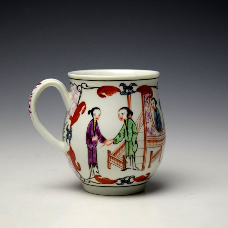 Worcester Mandarin Nosy Neighbour Pattern Small Bell Shaped Mug c1765-70 (6)