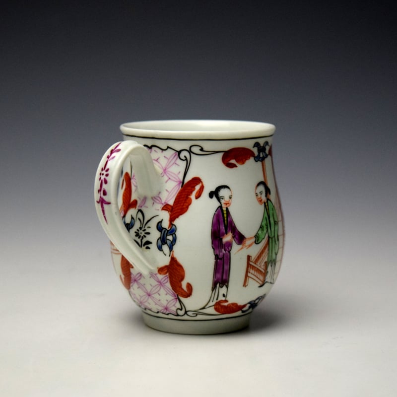 Worcester Mandarin Nosy Neighbour Pattern Small Bell Shaped Mug c1765-70 (7)
