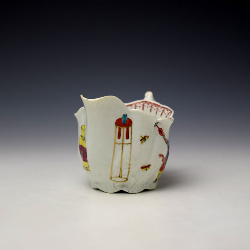 Worcester Mandarin Tall Table Pattern Low Chelsea Ewer c1770-75 (2)