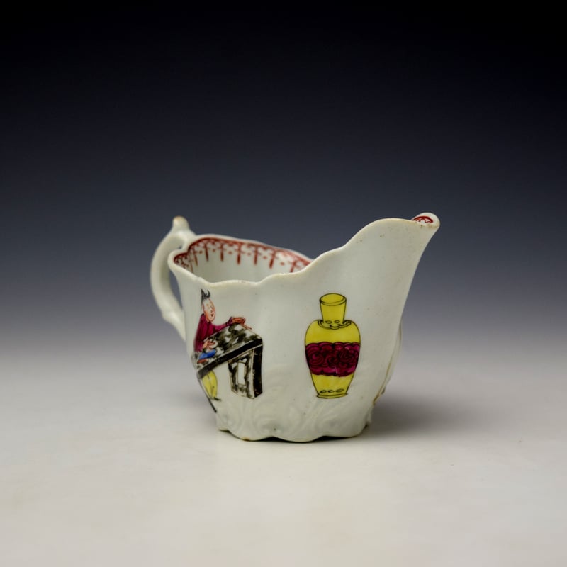 Worcester Mandarin Tall Table Pattern Low Chelsea Ewer c1770-75 (3)