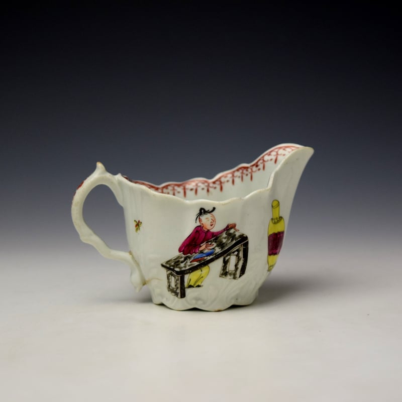 Worcester Mandarin Tall Table Pattern Low Chelsea Ewer c1770-75 (4)