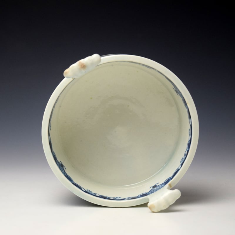 Worcester Mansfield Pattern Butter Tub Cover and Stand C1760-80 (6)