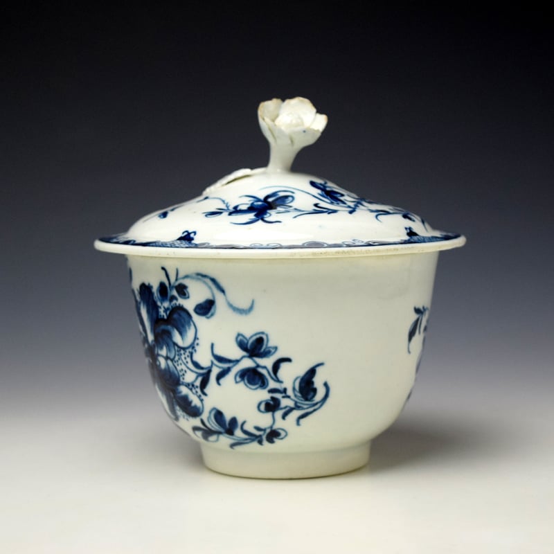 Worcester Mansfield Pattern Sucrier and Cover c1760-80 (4)