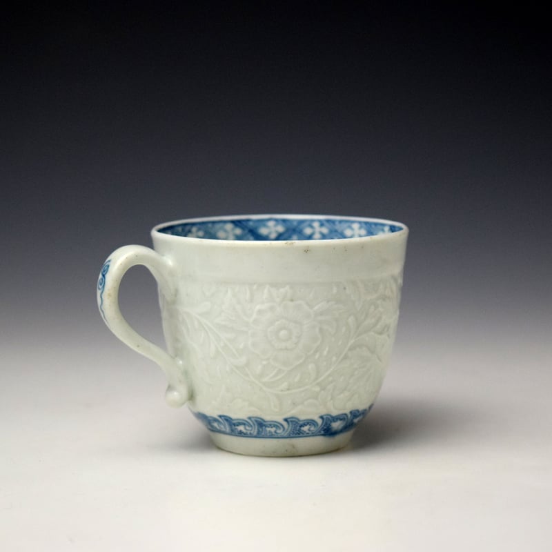 Worcester Moulded Floral Pattern Coffee Cup c1757-60 (3)