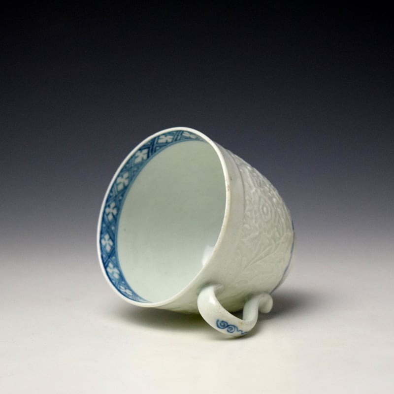 Worcester Moulded Floral Pattern Coffee Cup c1757-60 (4)