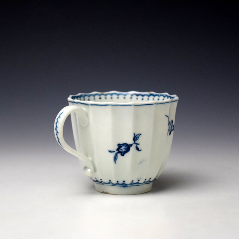 Worcester Narcissus Pattern Fluted Coffee Cup and Saucer c1770-85 (5)