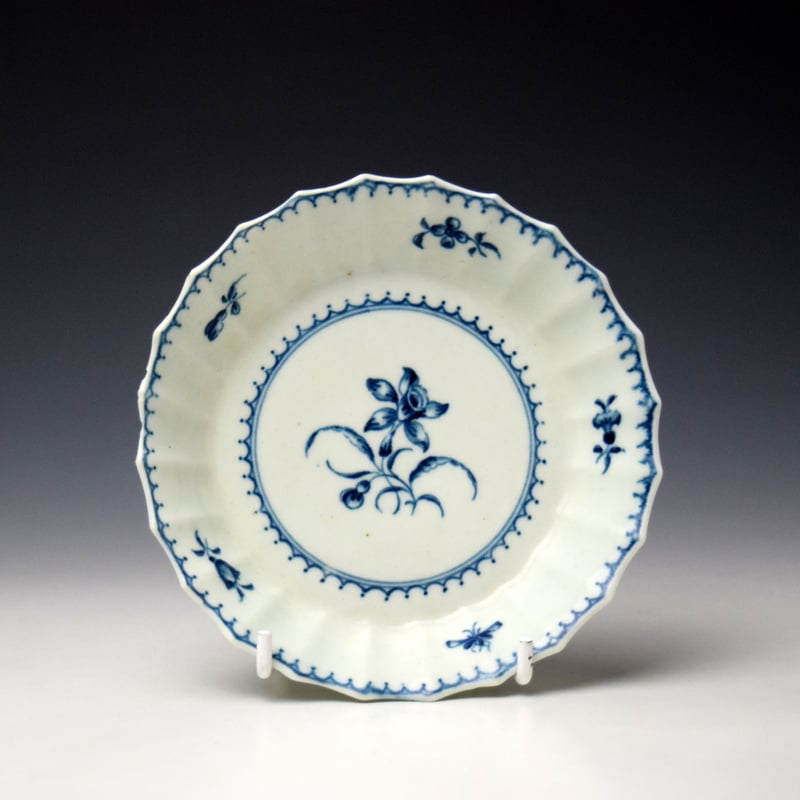 Worcester Narcissus Pattern Fluted Coffee Cup and Saucer c1770-85 (8)