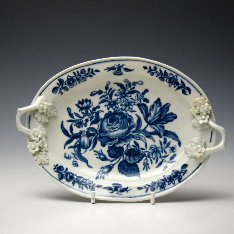 Worcester Natural Sprays Pattern Butter Tub Cover and Stand c1770-75 (10)