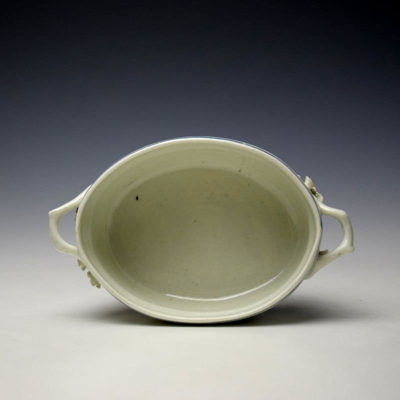 Worcester Natural Sprays Pattern Butter Tub Cover and Stand c1770-75 (6)
