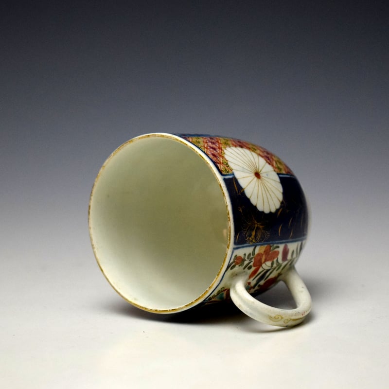Worcester Old Mosaic Pattern Chocolate Cup and Saucer c1768-72 (7)