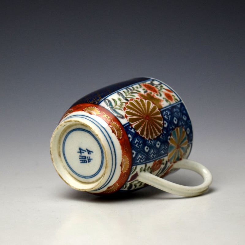 Worcester Old Mosaic Pattern Chocolate Cup and Saucer c1768-72 (8)