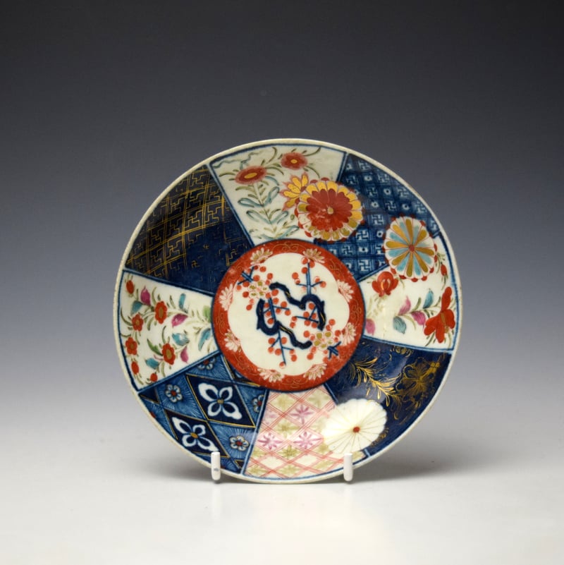 Worcester Old Mosaic Pattern Chocolate Cup and Saucer c1768-72 (9)