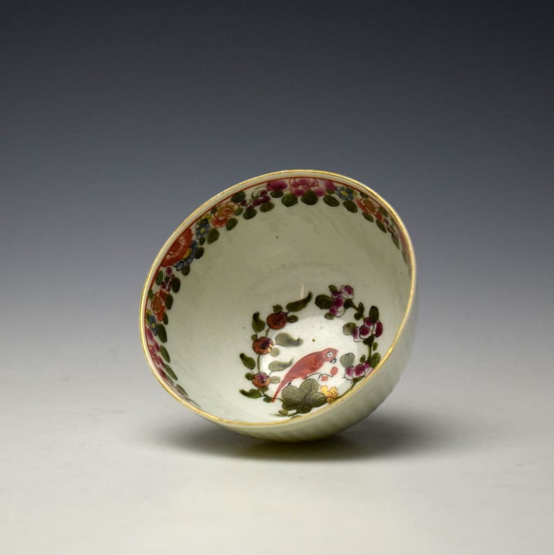 Worcester Old Parrot Pattern Teabowl and Saucer c1770-75 (5)