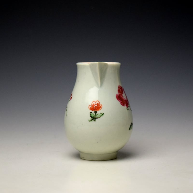 Worcester Pink Rose Pattern Sparrow Beak Jug c1775-80 (2)