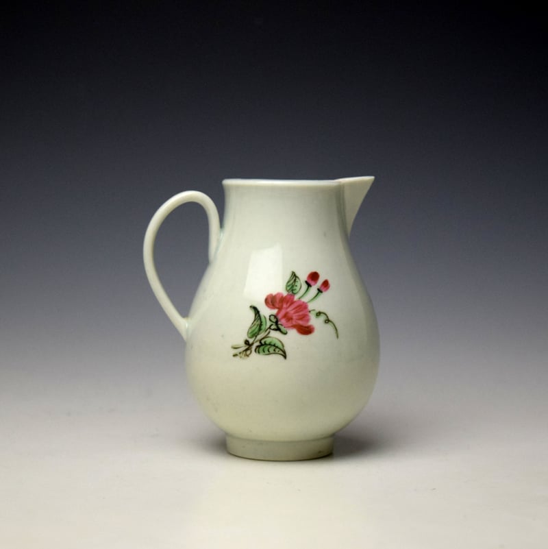 Worcester Pink Rose Pattern Sparrow Beak Jug c1775-80 (3)