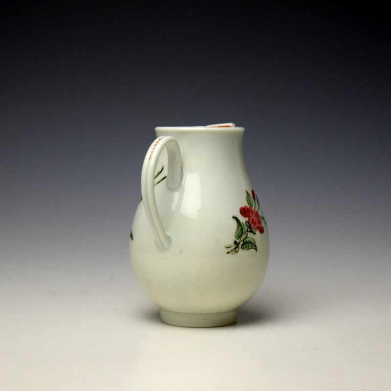 Worcester Pink Rose Pattern Sparrow Beak Jug c1775-80 (4)