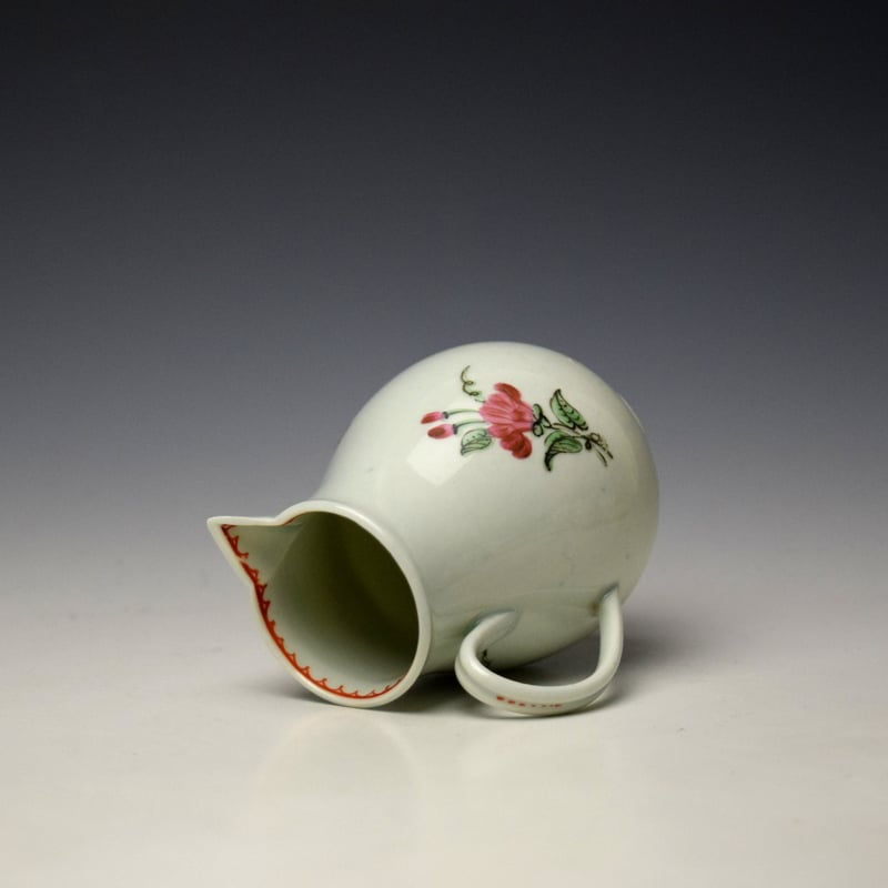 Worcester Pink Rose Pattern Sparrow Beak Jug c1775-80 (6)