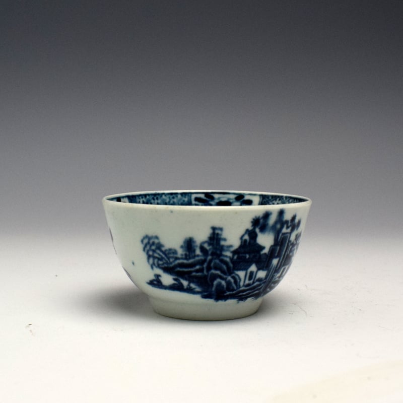 Worcester Plantation Print Pattern Tea Bowl and Saucer c1760 (5)