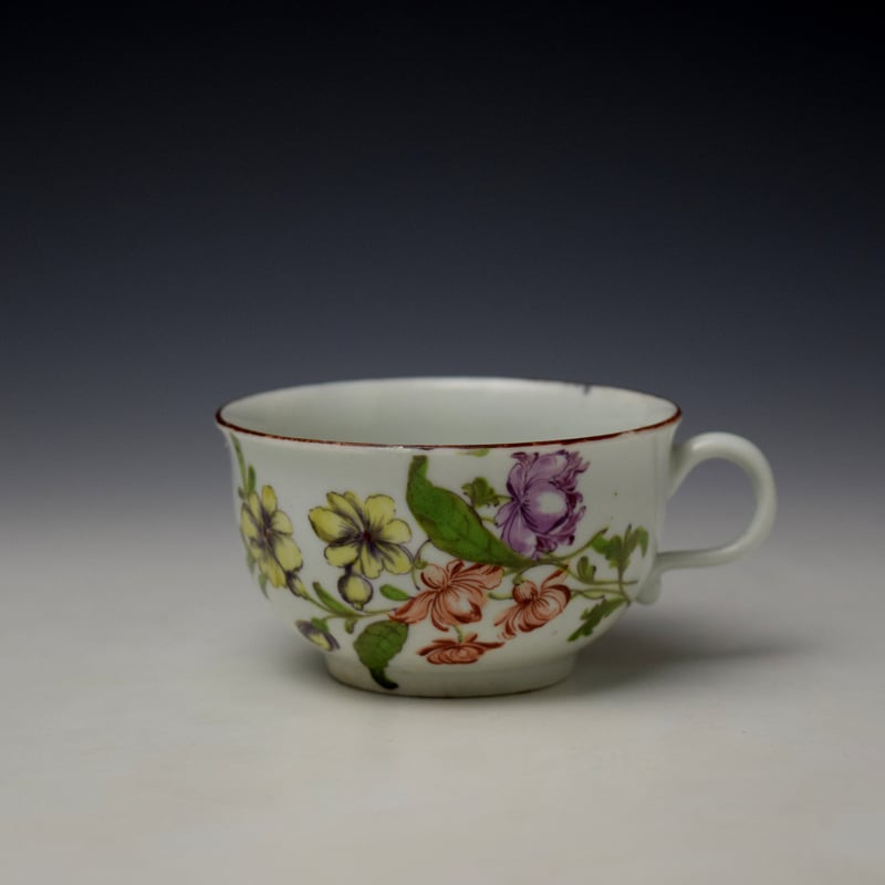 Rare Polychrome Meissen Floral Pattern Teacup c1757-60 Ex Godden Collection