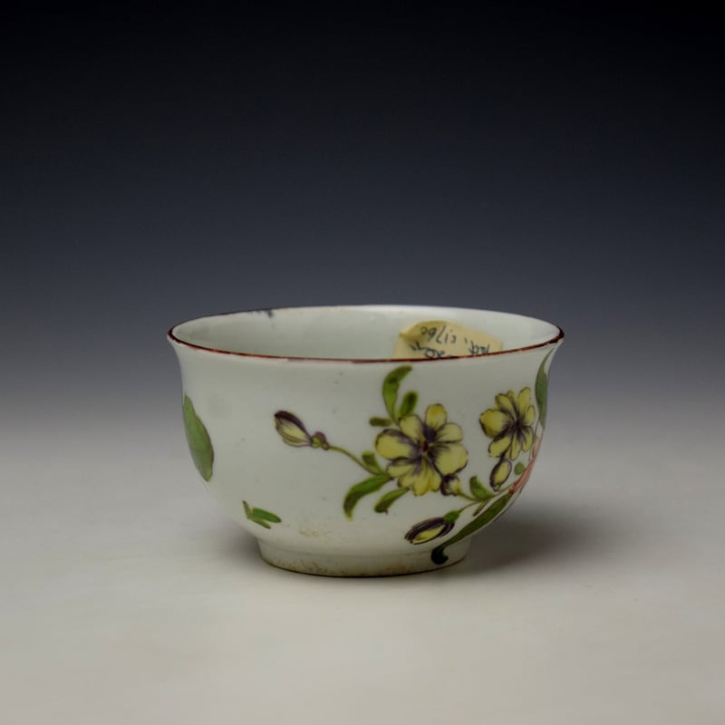 Worcester Polychrome Meissen Floral Pattern Teacup c1757-60 (2)