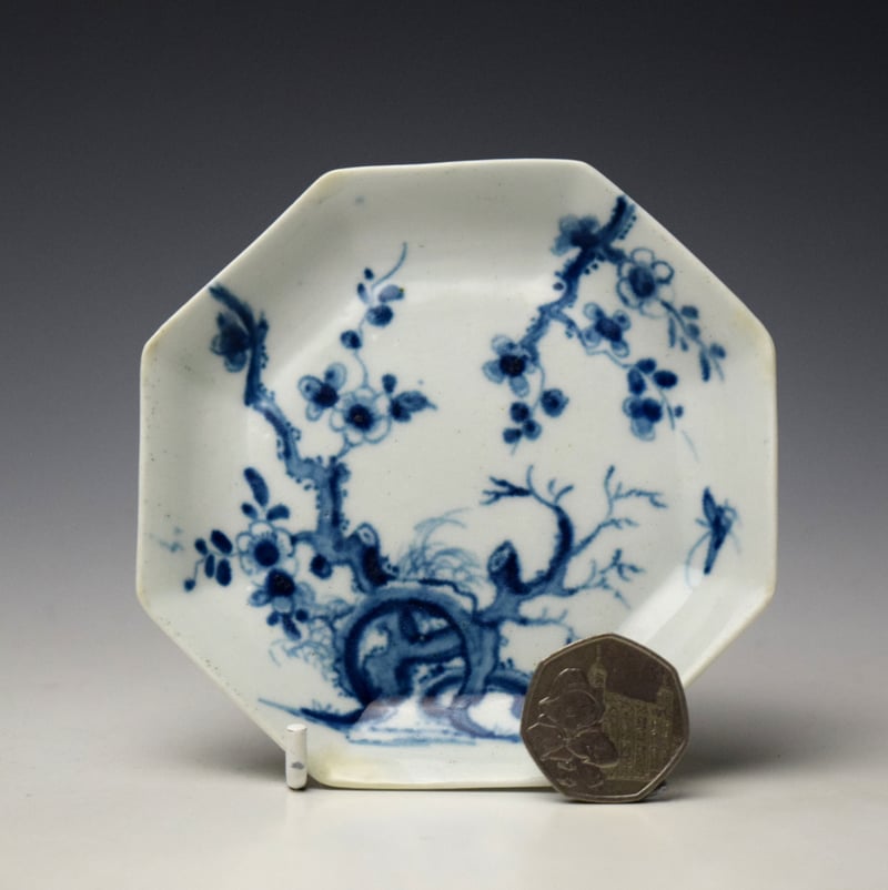 Early Prunus Root Pattern Octagonal Saucer c1754-56