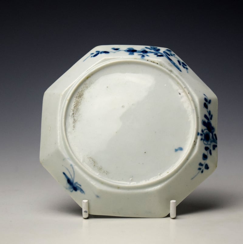 Worcester Prunus Root Pattern Octagonal Saucer c1754-56 (2)