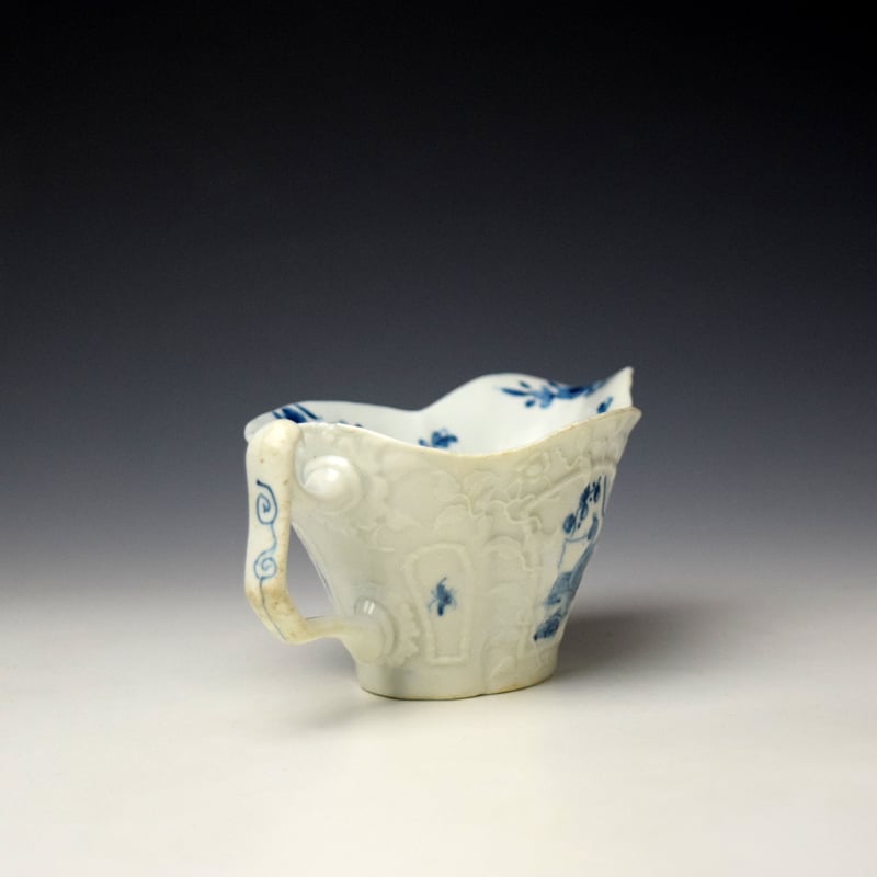 Worcester Prunus Tree Fisherman Pattern Sauceboat c1753-54 (4)