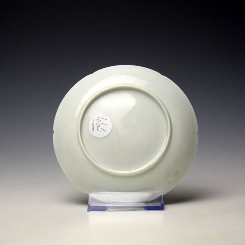 Worcester Puce Man With Cane Pattern Notched Rim Teabowl and Saucer c1756-60 (9)