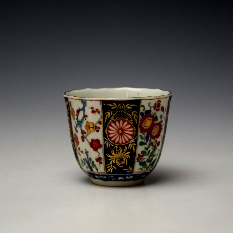 Worcester Queens Pattern Fluted Coffee Cup and Saucer c1765-75 (3)