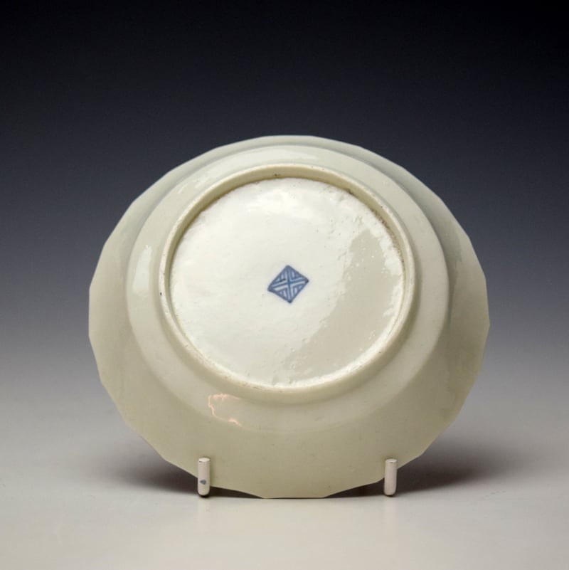 Worcester Queens Pattern Fluted Coffee Cup and Saucer c1765-75 (9)