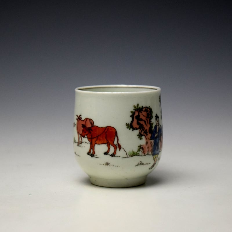 Worcester Red Bull Pattern Coffee Cup c1754-60 (2)