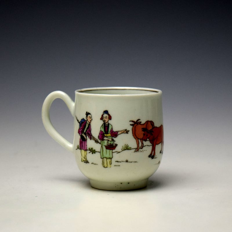 Worcester Red Bull Pattern Coffee Cup c1754-60 (3)