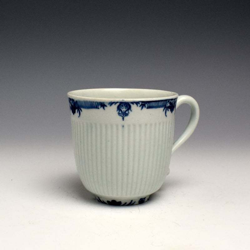 Worcester Ribbed Chocolate Cup and Trembleuse Saucer c1760 (4)