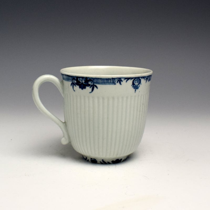 Worcester Ribbed Chocolate Cup and Trembleuse Saucer c1760 (5)