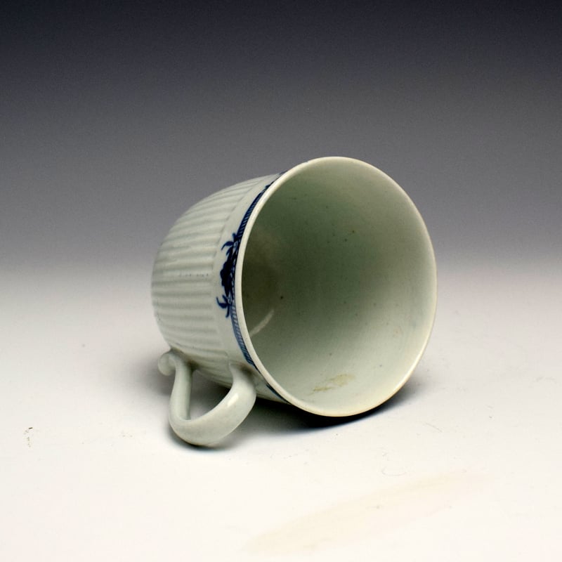 Worcester Ribbed Chocolate Cup and Trembleuse Saucer c1760 (6)