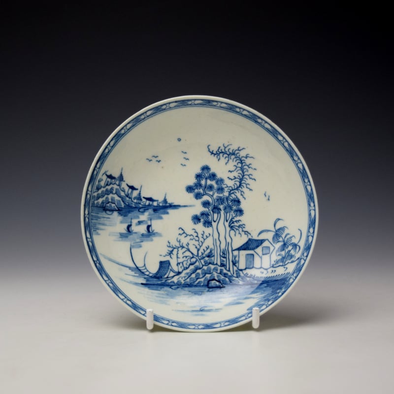 Worcester Rock Strata Island Pattern Teabowl and Saucer c1770-80 (2)