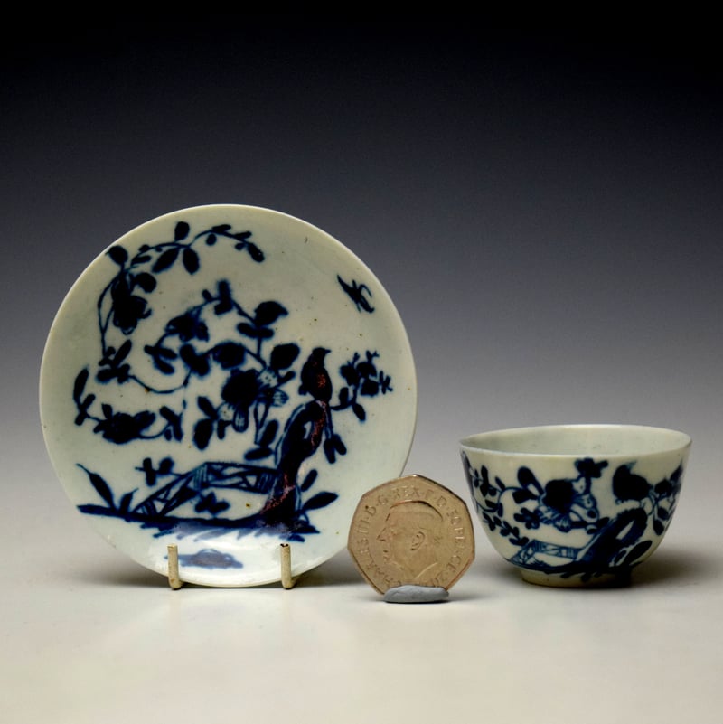 Rock Warbler Toy Teabowl and Saucer c1756-60
