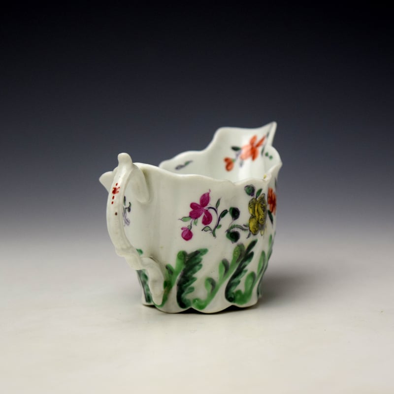Worcester Rose and Floral Pattern Low Chelsea Ewer c1765-68 (4)